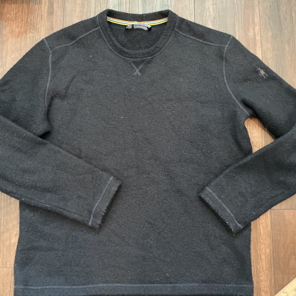 Smartwool Men XL Black Wool Blend Crewneck Sweater Outdoor Hiking Pullover